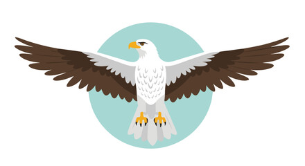 Obraz premium Majestic Eagle Illustration with Open Wings on a Serene Circular Backdrop Symbolizing Freedom and Strength