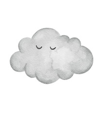 Grey Watercolor Sleeping Cloud for Kids and Baby Decor

