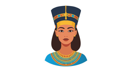Nefertiti's visage: A stylized depiction of the iconic queen of ancient Egypt in a flat illustration perfect for educational or decorative purposes