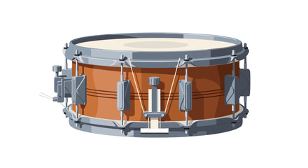 Detailed Snare Drum Illustration Exhibiting a Vibrant Orange Shell and Metallic Components, Isolated on a Clean White Background