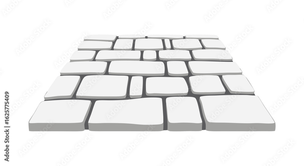 Poster artistic rendering of a light gray cobblestone surface arranged in an interlocking pattern forming a