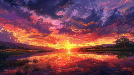 Serene Lake Under Sunny Clouds