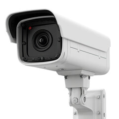 White security camera mounted outdoors