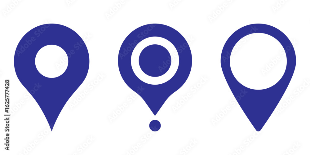 Poster map pin icon set. location marker symbol for web design, app, and ui. gps navigator pointer. destina
