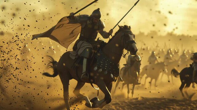 Ancient epic battle cinematic scene