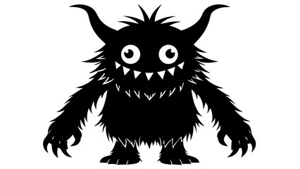 Cute furry monster character isolated on white background for halloween