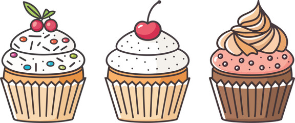 Cupcake vector design in white background, Cupcake logo and icon design