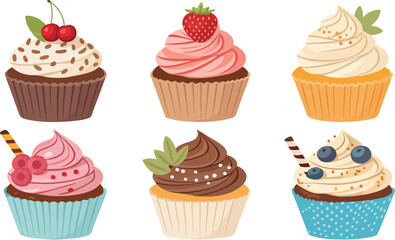 Set of Cupcake vector design, Cupcake logo and icon design, Cupcake illustration vector design