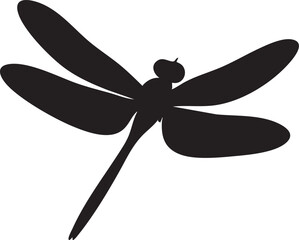 Vector Dragonfly Silhouette Illustration in Black on White Background with Minimalist Style
