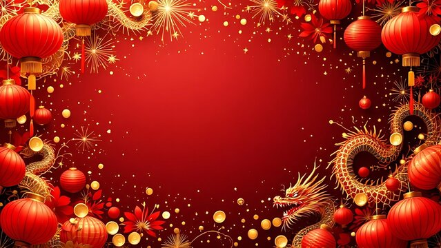 Decorative vector featuring red lanterns and gold accents for Chinese New Year. Great for festive cards and seasonal banners