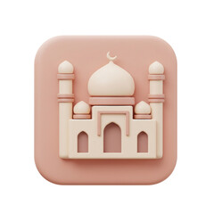 3D Mosque Icon: Ramadan & Islamic Design Element Isolated on Transparent Background