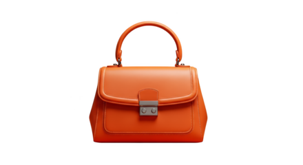 Orange Leather Handbag Stylish Chic