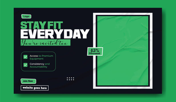 Stay fit everyday motivational fitness social media post with muscular man in gym