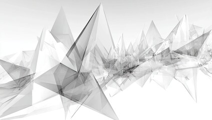 Abstract geometric shapes, light gray and white, layered in a flowing pattern