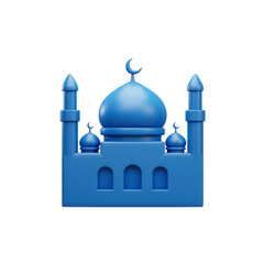 3D Render of a Blue Mosque: Islamic Architecture Icon Isolated on Transparent Background