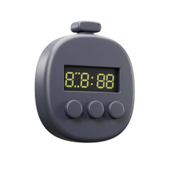 Digital Stopwatch: Time Management & Productivity Tool Isolated on Transparent Background