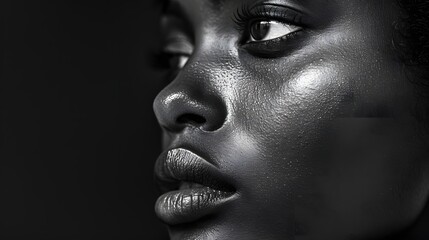 Striking Black White African Woman Profile Beauty Closeup