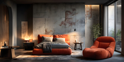 Bedroom with a bed and a chair