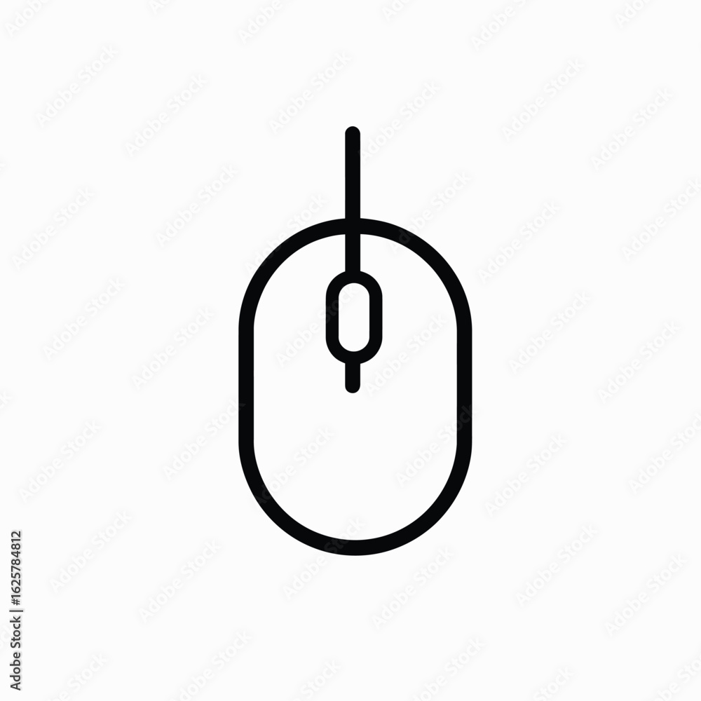 Poster black computer mouse outlines with cable on a transparent background
