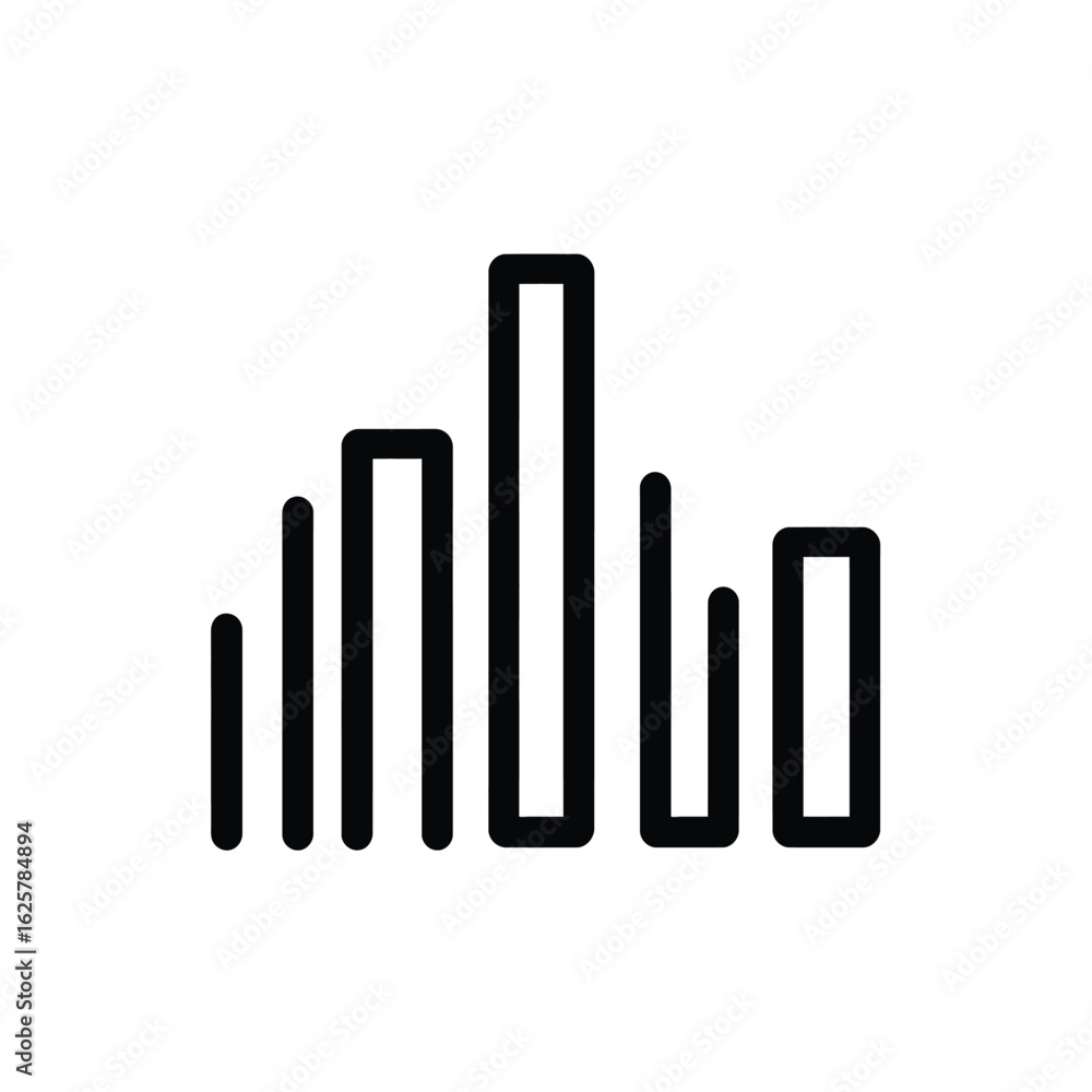 Poster black equalizer bars chart outline on transparent background icon design