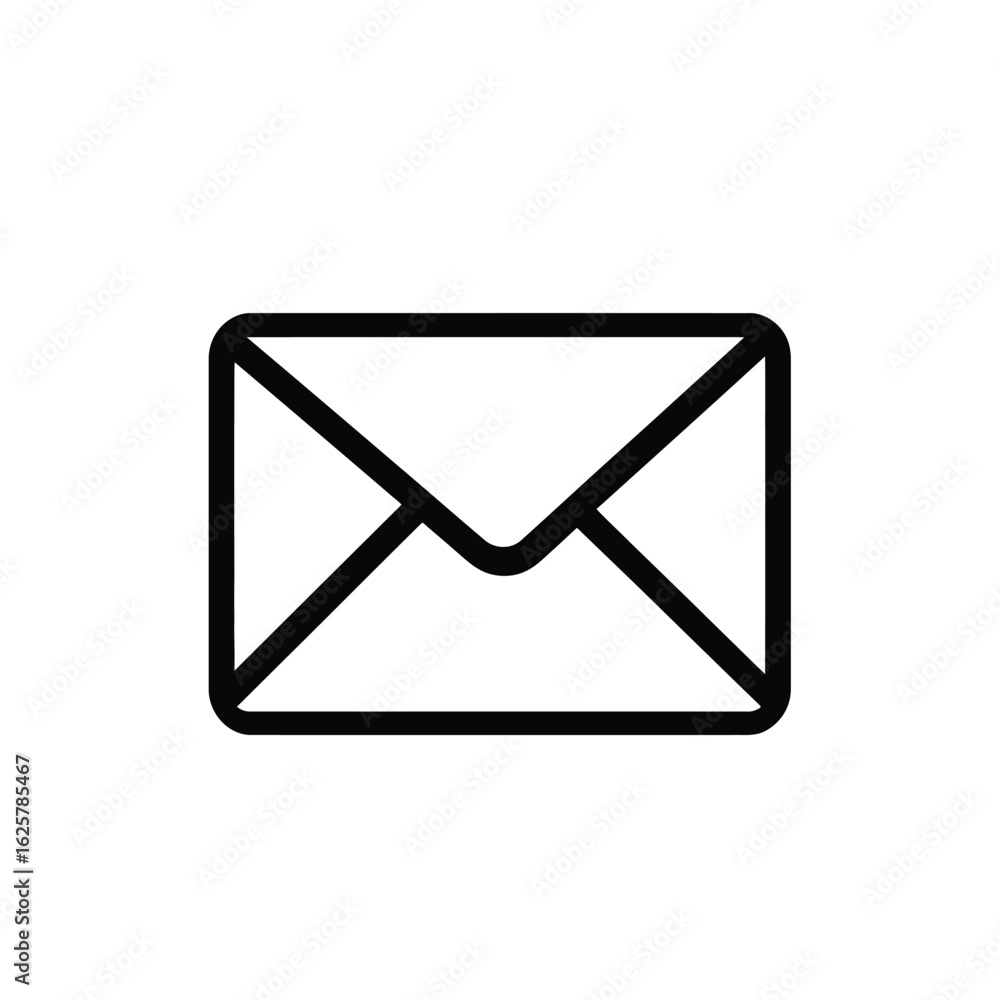 Poster black line art envelope with transparent background for simple icon design