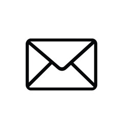 Black Line Art Envelope with Transparent Background for Simple Icon Design