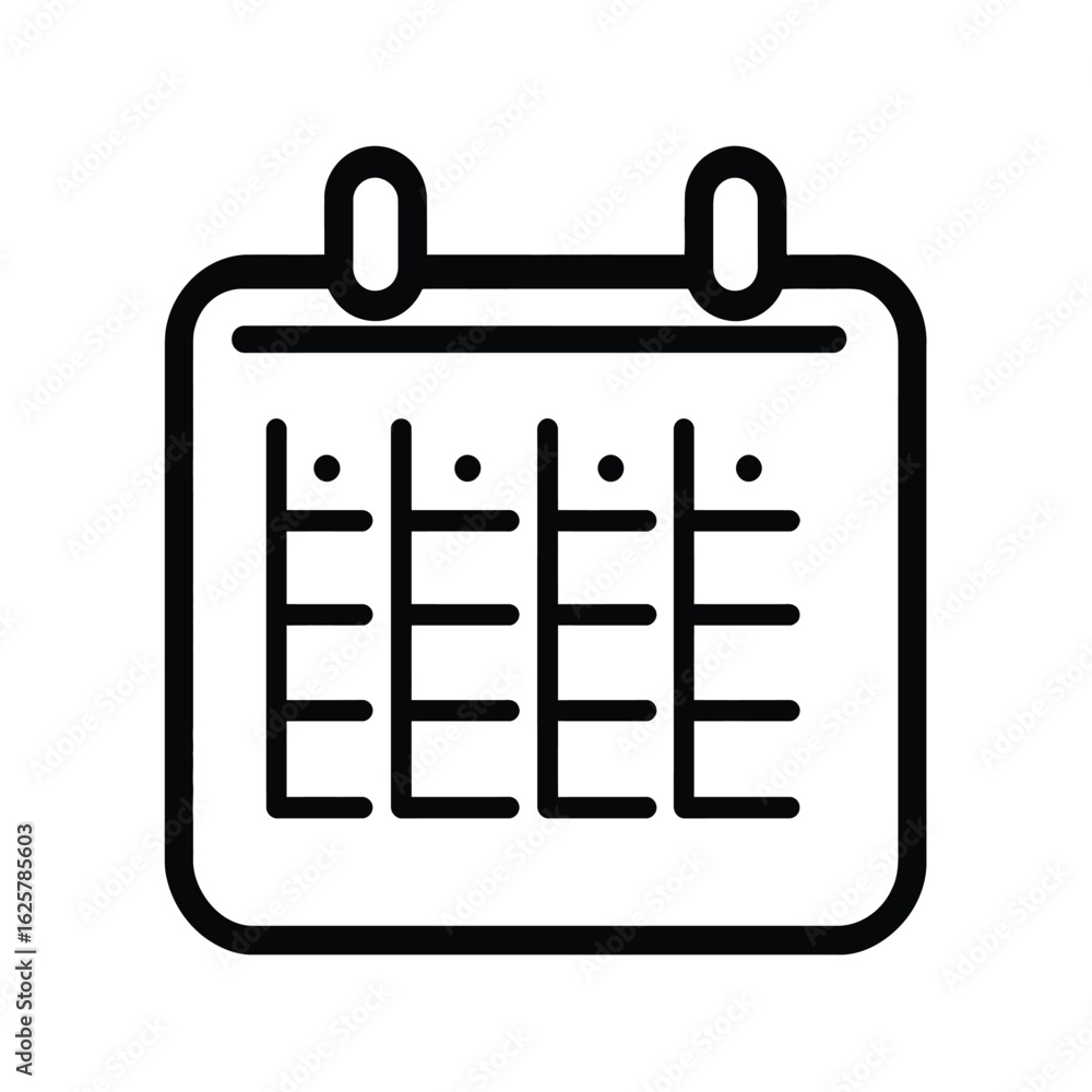 Aufkleber black line icon calendar schedule with dates on transparent background