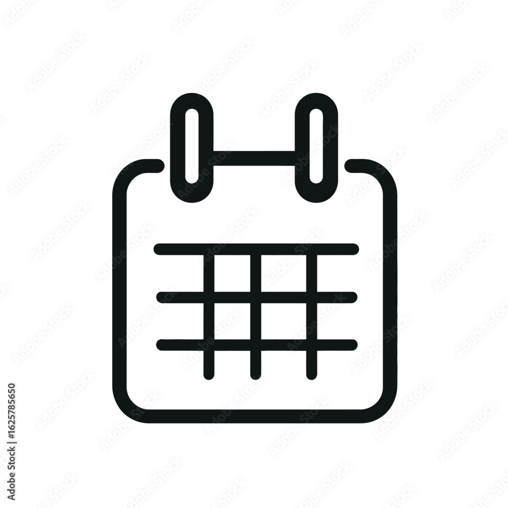 Poster black line icon of simple calendar schedule isolated on transparent background
