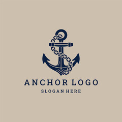 Anchor logo style icon design template vector illustration
