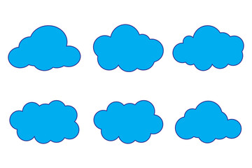 Cloud icon, cloud shape. Set of different clouds. Collection of cloud icon, shape, label, symbol. Graphic element vector. Vector design element for logo, web and print.