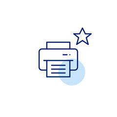 Printer and star. Top-rated trusted electronics, customer choice. Pixel perfect, editable stroke vector icon