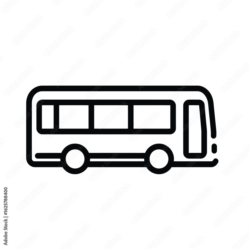 Poster bus icon outline with transparent background and simple minimalist design