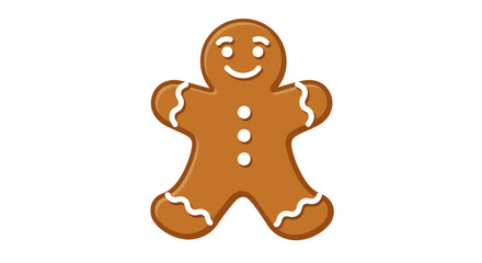 Obraz premium Cheerful gingerbread man cookie illustration. Festive holiday baking concept for Christmas, isolated on a white background.
