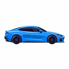 Fototapeta premium Blue Modern Sedan Side View Vector Illustration for Transport Themes