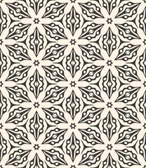 Floral damask seamless pattern with vintage beige flower ornaments for textile and wallpaper design