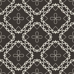 Elegant damask seamless pattern with vintage floral ornament for textile and wallpaper design in black and white