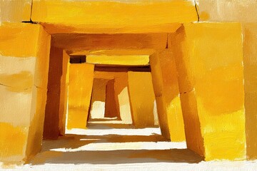 Yellow stone passageway, stylized