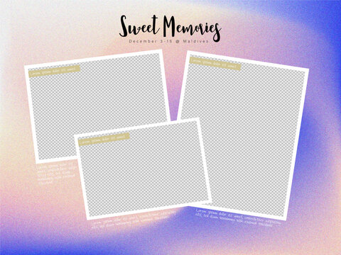 Photo collage layout template designed to preserve sweet memories with space for text descriptions, suitable for family albums, romantic collections, and personal moments