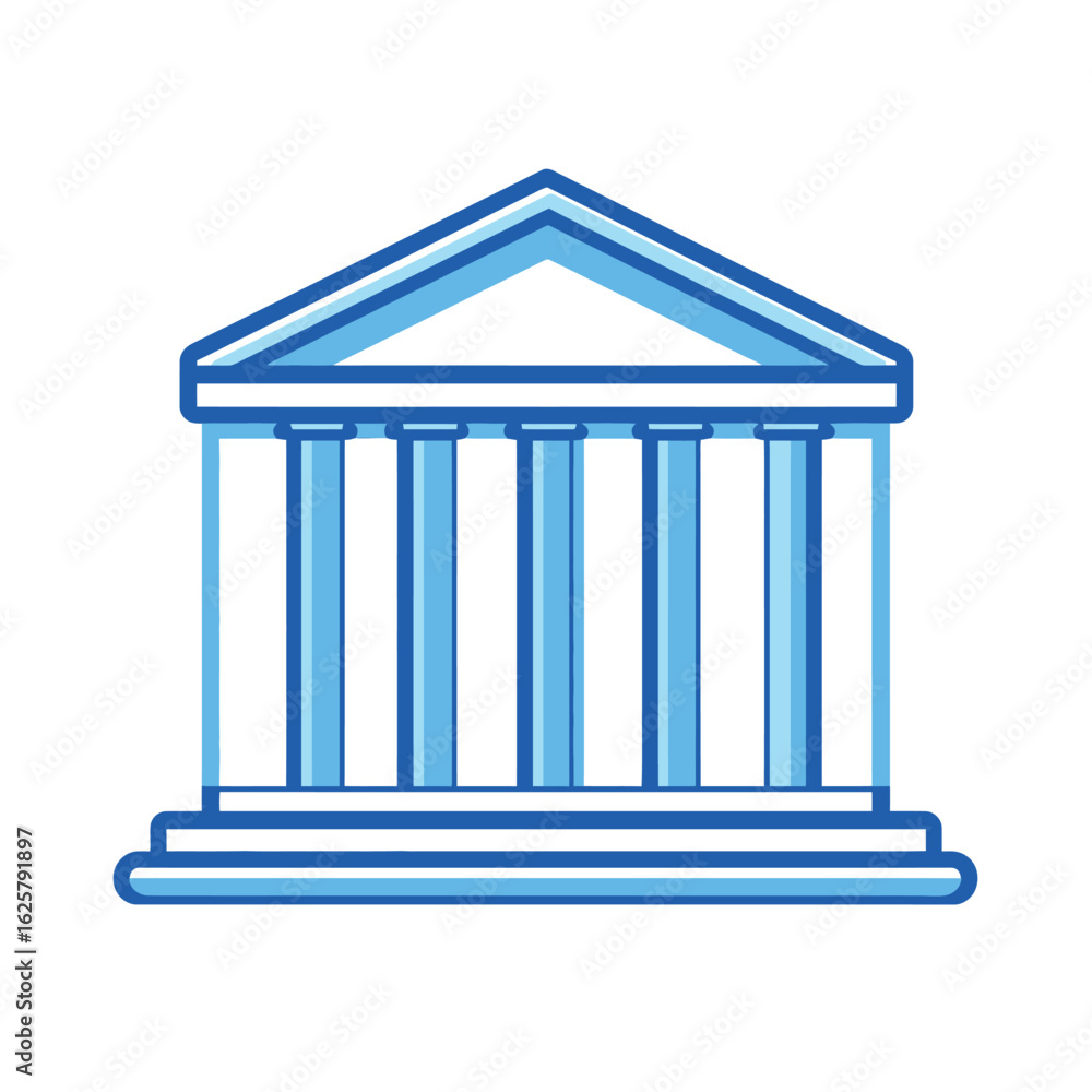 Poster detailed outline of building with columns, transparent icon design