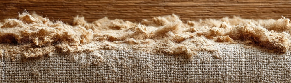 Aufkleber ripped linen with torn felt concept. textured fabric with soft fibers, suitable for creating unique 