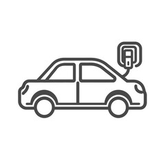 Obraz premium Electric Car Outline Icon Charging, Isolated Design With Transparent Background