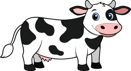 Cartoon Cow vector design in white background, Cow logo and icon design, Cow illustration vector design