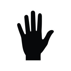 Obraz premium Black hand with five fingers raised up, isolated on white background, offering a high five or a stop gesture, a simple and minimal design element for digital art