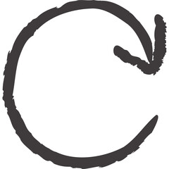 round arrow handdrawn chalk crayon handwriting style. arrow shape textured icon symbol vector illustration