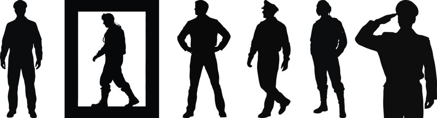 Silhouette vector of commercial airline pilot in uniform for aviation and business design