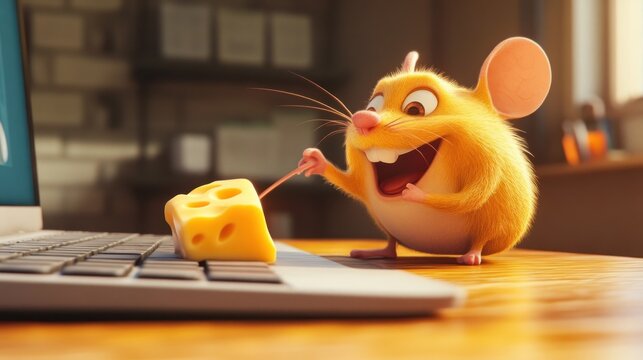 Cute mouse with cheese