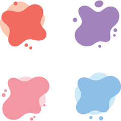 Four abstract organic shapes with soft gradients and small dots in pastel colors on a white background