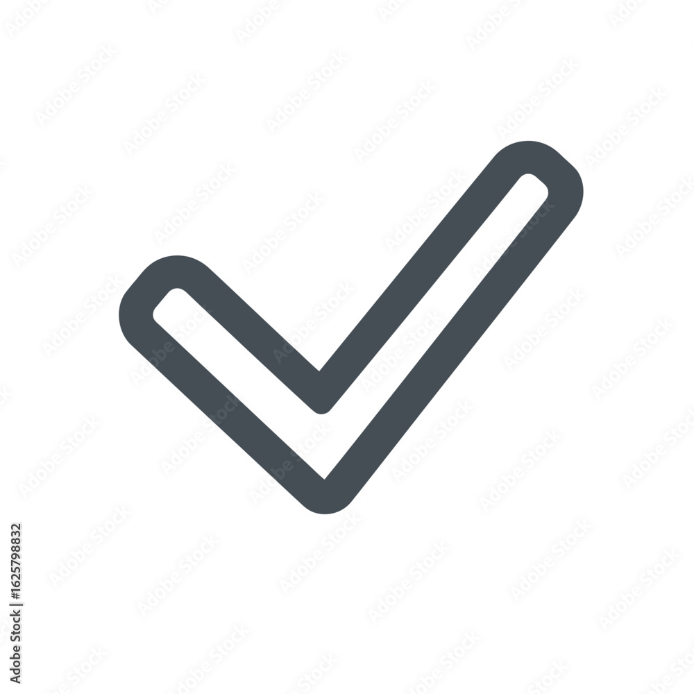 Poster isolated tick icon with rounded corners on transparent background symbolizing approval