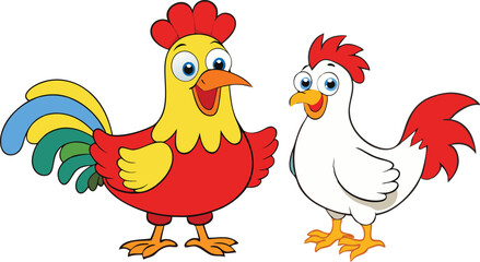 Chicken illustration vector design, Cock logo and icon design, Cock vector design