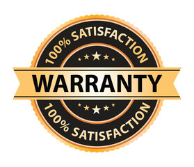 Life Time Warranty Gold Stamp. Symbol, Logo, Sticker, Icon Label, Seal, Highest Customers Satisfaction, Vector Illustration Style.